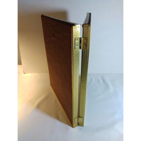 Vintage Bi-Fold Photo Picture Frame Double Hinge 8x10 Gold Tone Brass Metal - Picture 5 of 9